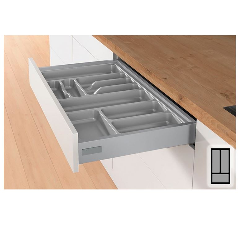 Bestekbak d:370-440mm - b:201-250mm zilverkleurig