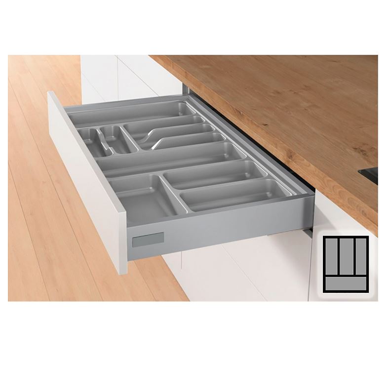 Bestekbak d:370-440mm - b:301-350mm zilverkleurig