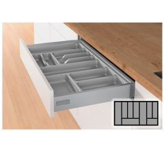 Bestekbak d:370-440mm - b:801-900mm zilverkleurig