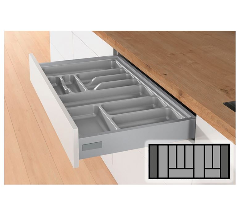 Bestekbak d:370-440mm - b:901-1000mm zilverkleurig