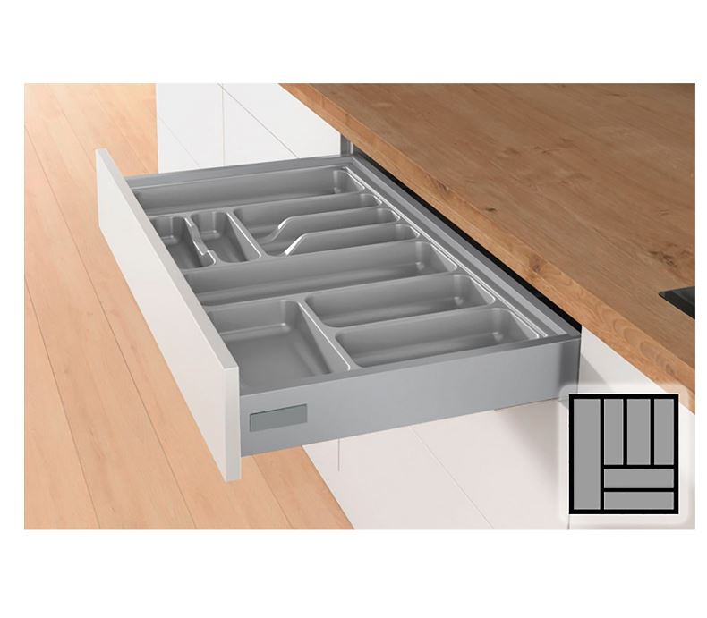 Bestekbak d:441-520mm - b:401-450mm zilverkleurig