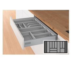 Bestekbak d:441-520mm - b:901-1000mm zilverkleurig