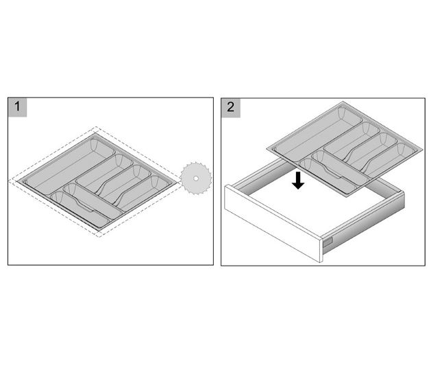 Bestekbak d:441-520mm - b:901-1000mm zilverkleurig - Afbeelding 3