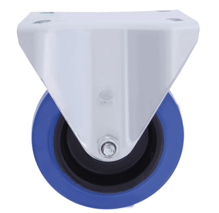 Bokwiel met bevestigingsplaat verzinkt met blauwe nylon wiel Ø100x32mm - Afbeelding 2