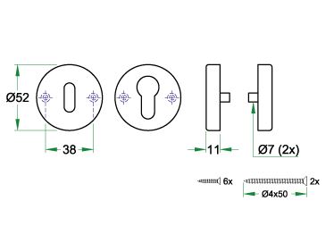 Set van twee sleutelplaatjes WCX brons - Afbeelding 2