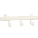 Wandkapstok Techno met 3 kunststof haken wit