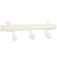 Wandkapstok Techno met 3 kunststof haken wit