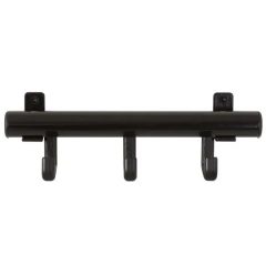 Wandkapstok Techno met 3 kunststof haken zwart