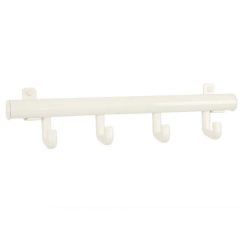 Wandkapstok Techno met 4 kunststof haken wit