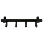 Wandkapstok Techno met 4 kunststof haken zwart