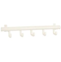 Wandkapstok Techno met 5 kunststof haken wit