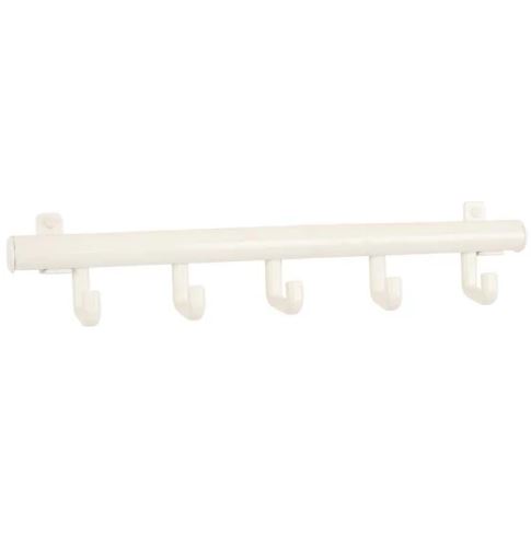 Wandkapstok Techno met 5 kunststof haken wit