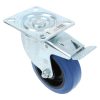 Zwenkwiel met rem en bevestigingsplaat verzinkt met blauwe nylon wiel Ø100x32mm