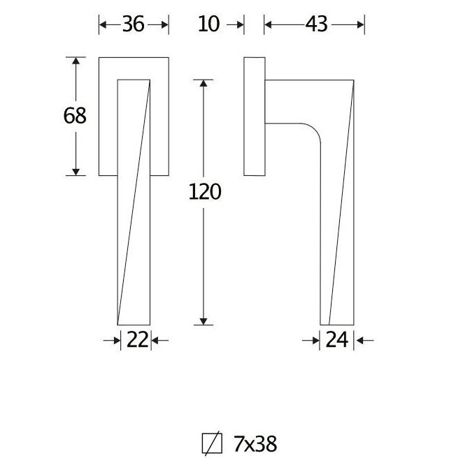 Draaikiepgarnituur Mini V mat zwart pvd - Afbeelding 2