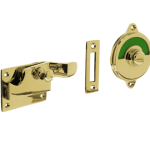 Intersteel wc-overslag met bocht en tekst “GROEN / ROOD” messing gelakt