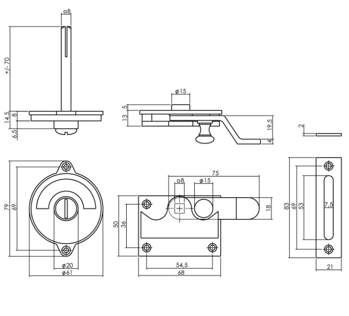 Intersteel wc-overslag met bocht en tekst “GROEN / ROOD” messing gelakt - Afbeelding 2