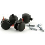 Set van 4 kunststof wielen tbv garderoberek zwart