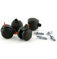 Set van 4 kunststof wielen tbv garderoberek zwart