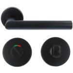 ODShop deurklink Modern haaks op rond rozet mat zwart + toiletsluiting