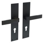 Intersteel deurklink Amsterdam op Renovatie Schild Rechthoekig PC110 rvs/mat zwart