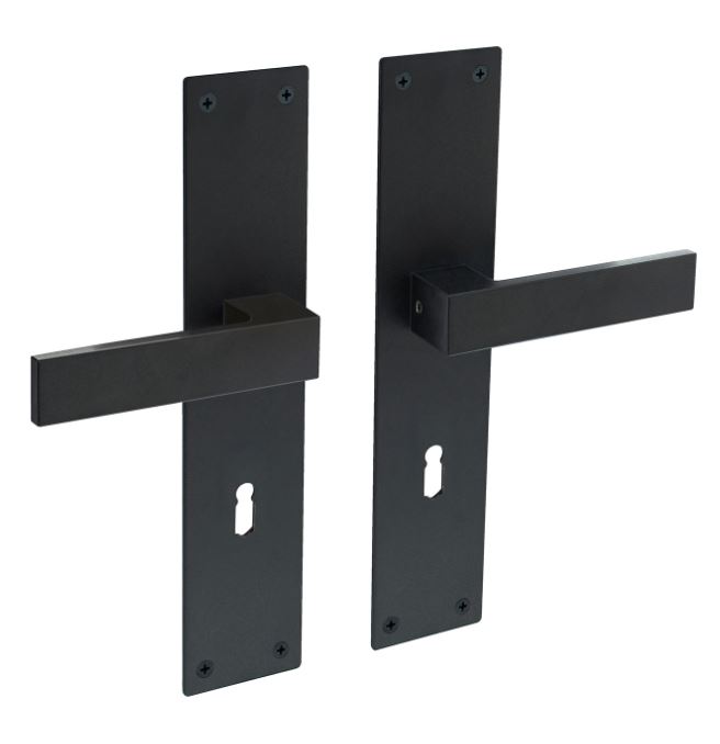 Intersteel deurklink Amsterdam op Renovatie Schild Rechthoekig SL110 rvs/mat zwart