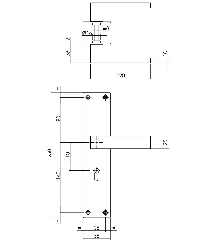 Intersteel deurklink Amsterdam op Renovatie Schild Rechthoekig SL110 rvs/mat zwart - Afbeelding 2