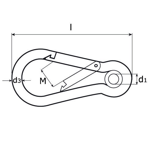 Karabijnhaak met kous 60x6 mm verzinkt - Afbeelding 2