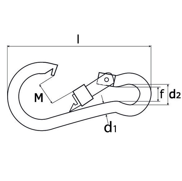 Karabijnhaak met schroef 80x8 mm verzinkt - Afbeelding 2