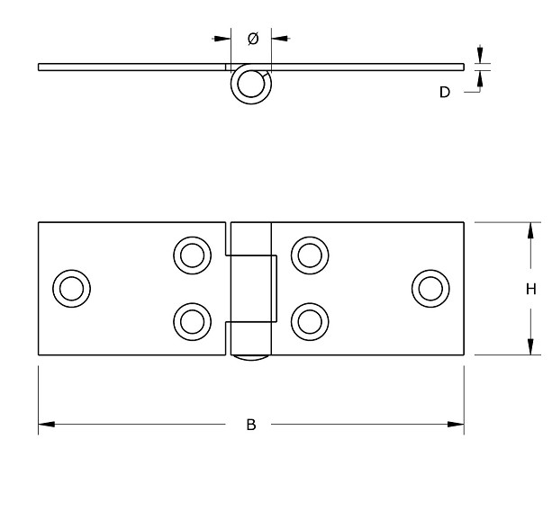 Klepscharnier blank verzinkt 28x80 mm - Afbeelding 2