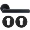 ODShop deurklink Modern haaks op rond rozet mat zwart + cilinderplaatjes