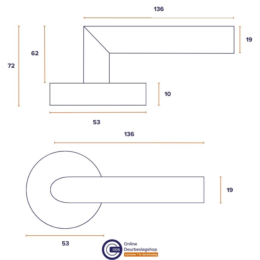 ODShop deurklink Modern haaks op rond rozet mat zwart + cilinderplaatjes - Afbeelding 2