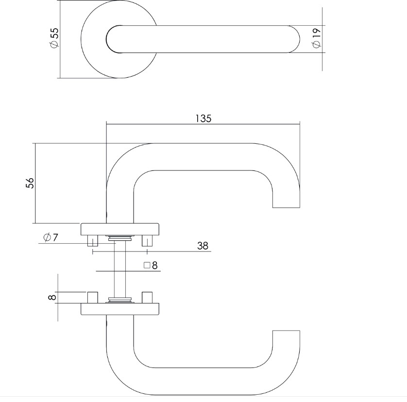 Intersteel enkele deurklink links rond op rozet rvs - Afbeelding 2