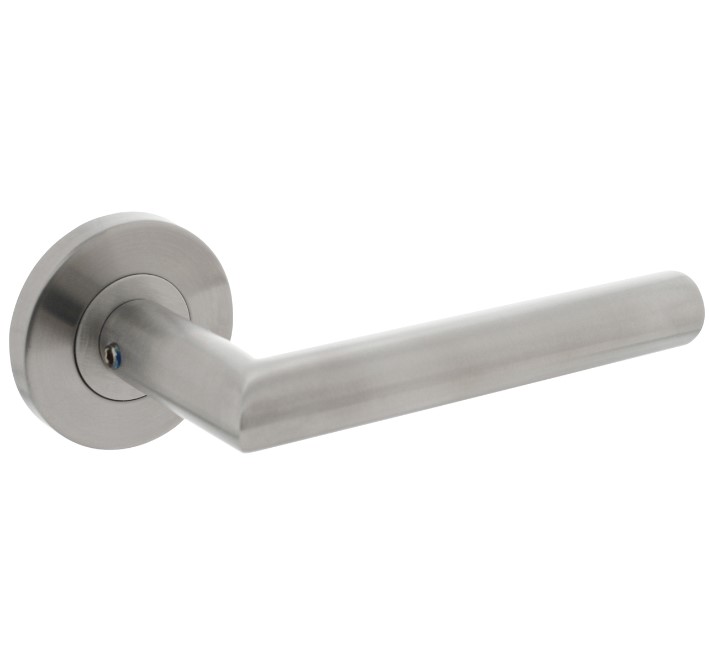 Intersteel enkele deurklink Jura rechts op rozet rvs geborsteld