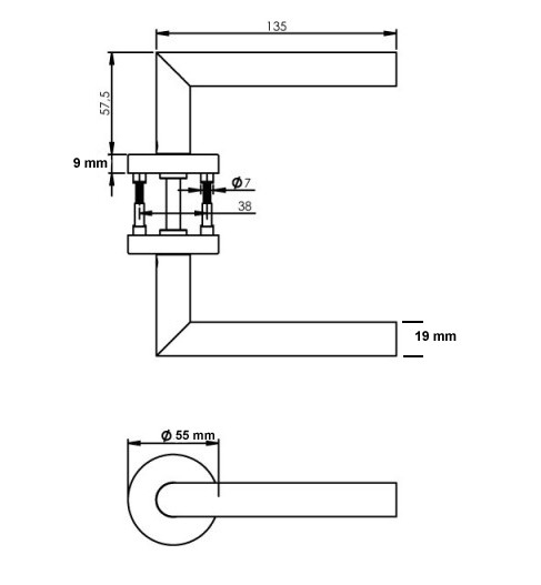 Intersteel enkele deurklink Jura rechts op rozet rvs geborsteld - Afbeelding 2