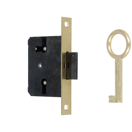 Meubelslot 20 mm inclusief sleutel mat messing