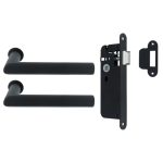 Deurklink Rond op minimalistisch rond rozet en een smaldeurslot met ronde voorplaat rvs zwart