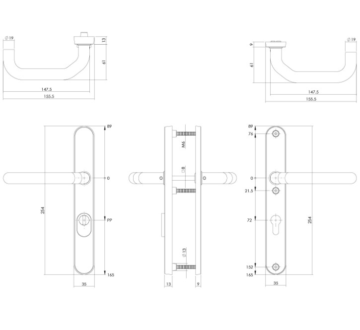 Intersteel Veiligheidsbeslag PC72 ovaal smal met kerntrek beveiliging kruk/kruk SKG3 rvs - Afbeelding 2