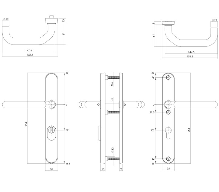 Intersteel Veiligheidsbeslag PC92 ovaal smal met kerntrek beveiliging kruk/kruk SKG3 rvs - Afbeelding 2