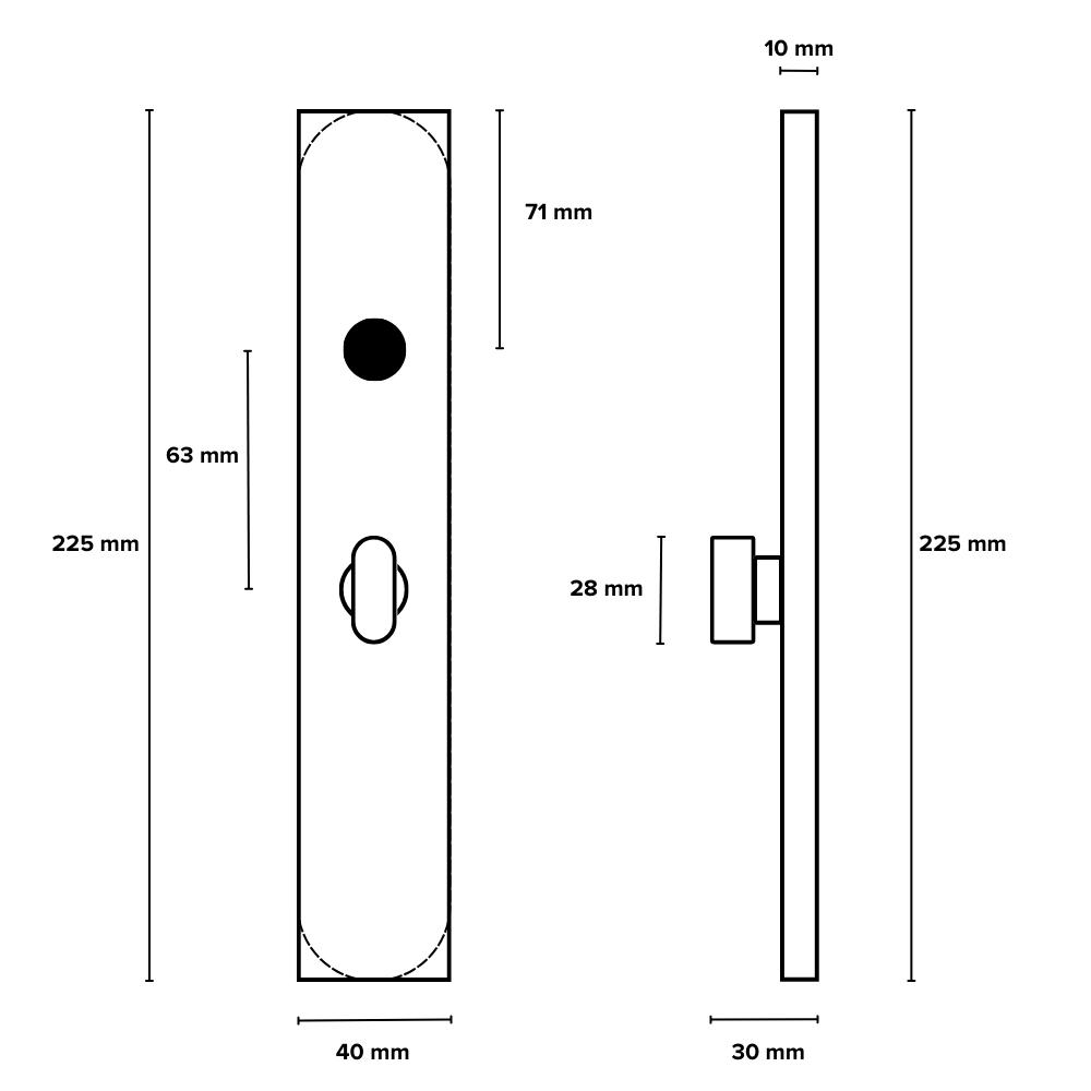 Lavuzo deurklink Pesaro rvs met rechthoekig schild WC63/8 - Afbeelding 4