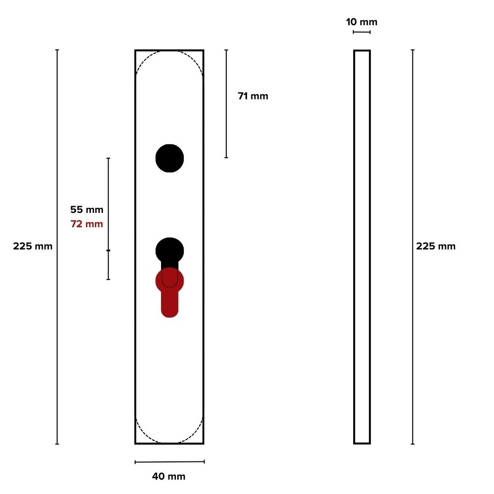 Lavuzo deurklink Pesaro rvs met rechthoekig schild PC72 - Afbeelding 3