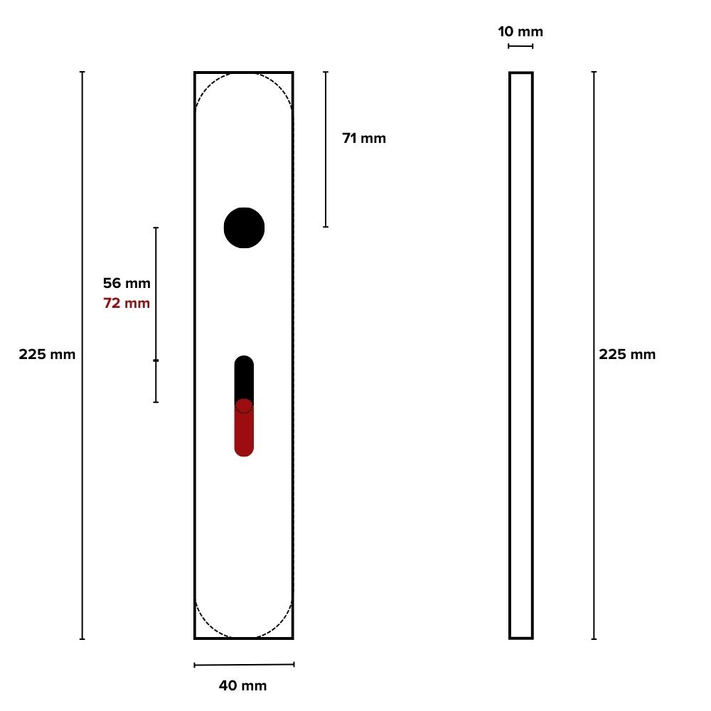 Lavuzo deurklink Pesaro zwart met rechthoekig schild SL56 - Afbeelding 3