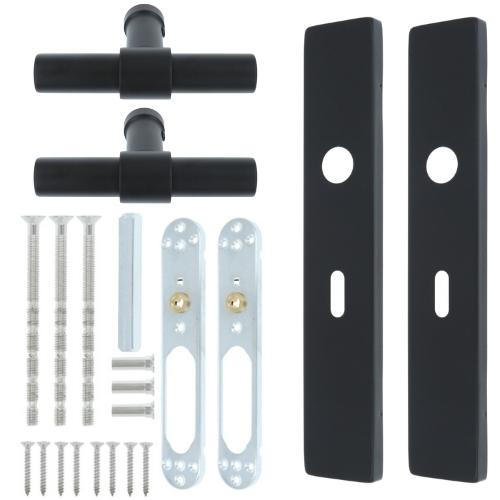 Lavuzo deurklink Pesaro zwart met rechthoekig schild SL56 - Afbeelding 4