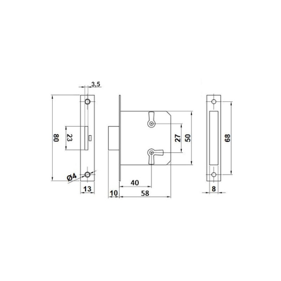 Meubelslot 40 mm inclusief sleutel mat messing - Afbeelding 2