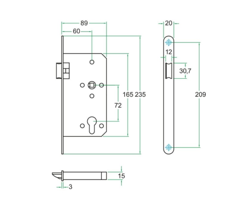 Loopslot KL3 brandwerend rvs voorplaat - Afbeelding 2