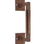 Deurgreep Bauhaus vierkant rozet 182 mm messing antiek brons