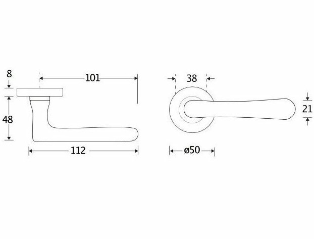Deurklink op geveerd rozet Linea/Vivo messing antiek brons - Afbeelding 2
