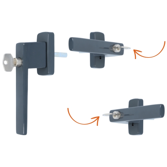 Draaikiepgarnituur afsluitbaar Recht Aluminium grijs - Afbeelding 3