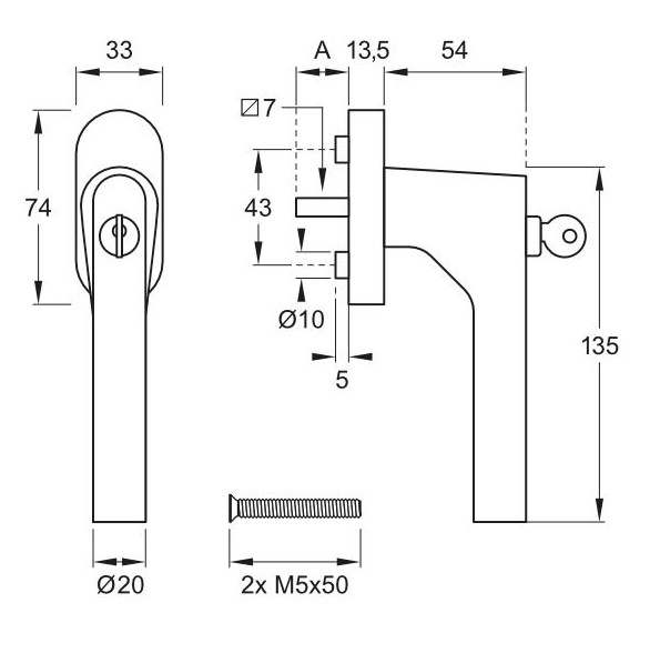 Draaikiepgarnituur Tipo afsluitbaar SKG2 rvs mat - Afbeelding 2