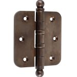 Kogellagerscharnier 76x76 ronde hoek bol messing antiek brons