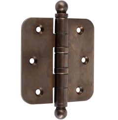 Kogellagerscharnier 76x76 ronde hoek bol messing antiek brons